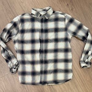 Classic Black and Gray Plaid Women's Button Down Shirt